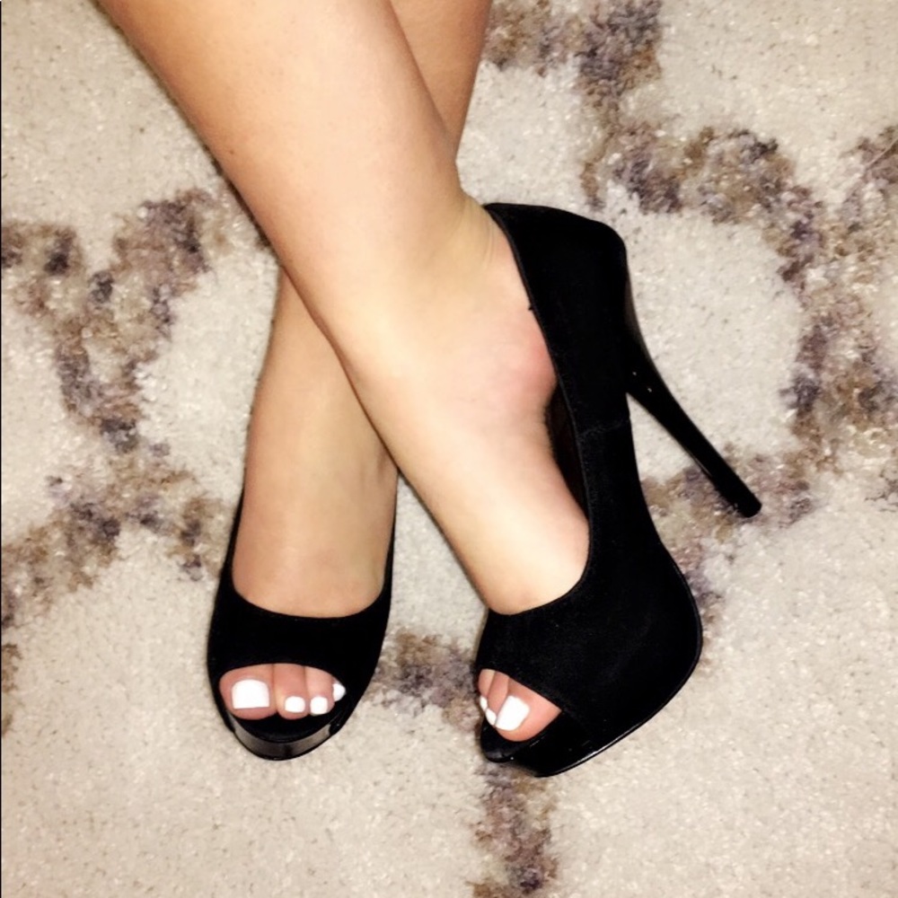 Black suede heels
